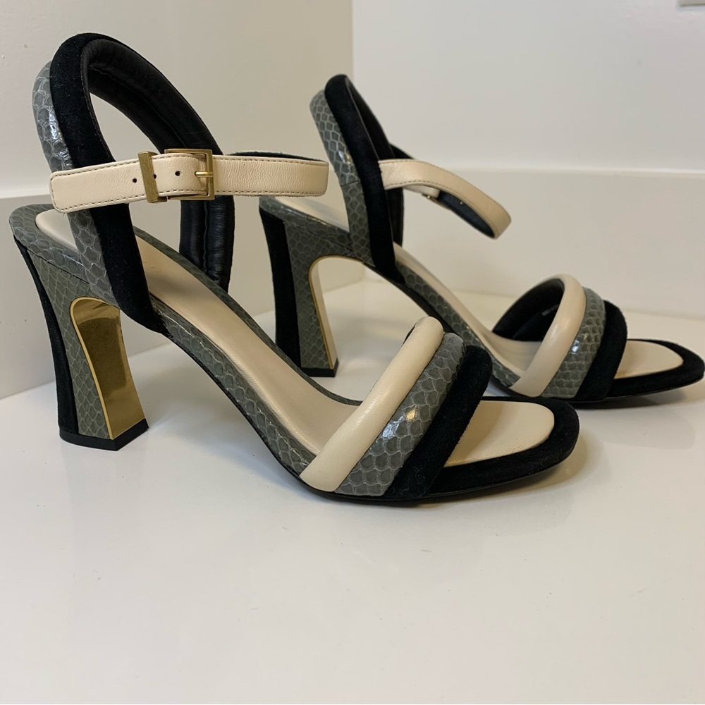 Tory Burch Puffed Up Suede and Snakeskin Embossed Leather Sandal NWOB Size 9 - Picture 4 of 6